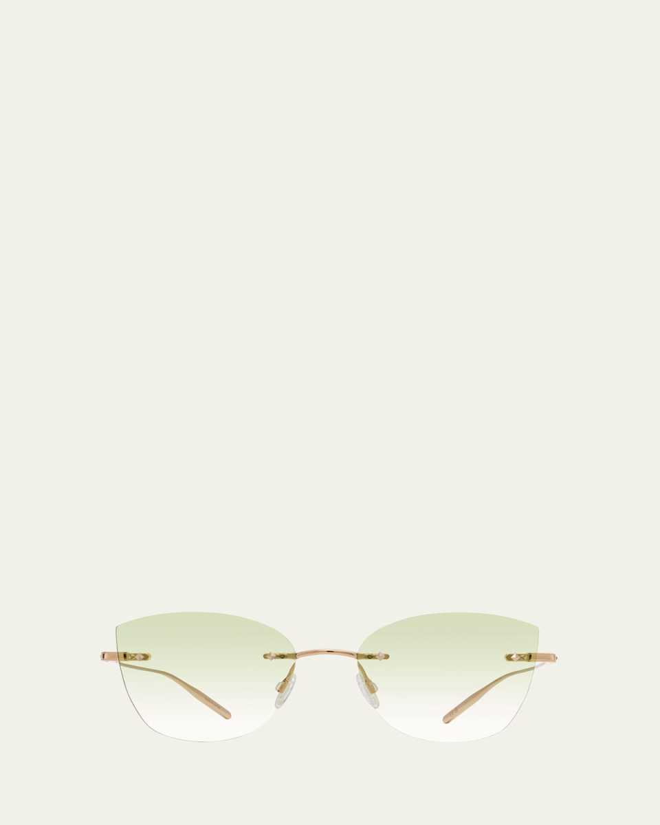 Brandy Rimless Mint Titanium Cat-Eye Sunglasses